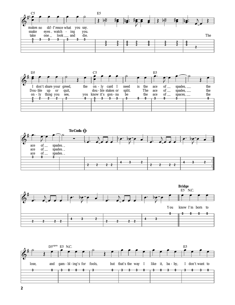 Ace Of Spades Acoustic Guitar scores gallery preview page 2