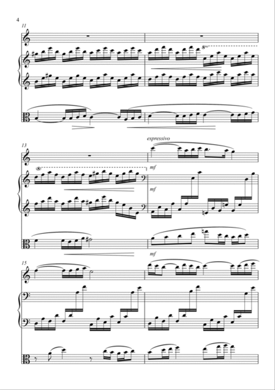 Swans are gliding through the raindrops - trio for harp, flute and viola op. 26 b Small Ensemble scores gallery preview page 4