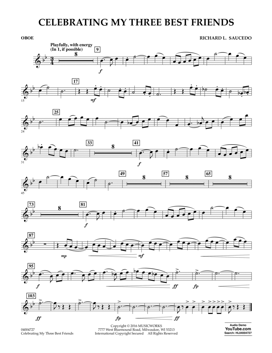Celebrating My Three Best Friends - Oboe Oboe scores gallery preview page 1