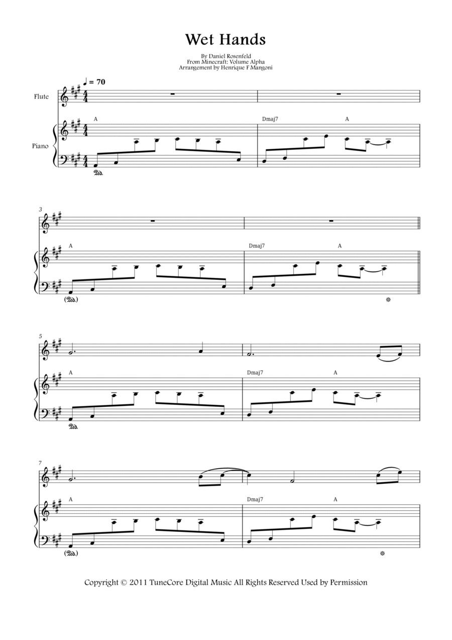 Wet Hands Flute Solo scores gallery preview page 1