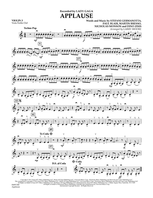 Book cover for Applause - Violin 3 (Viola Treble Clef)
