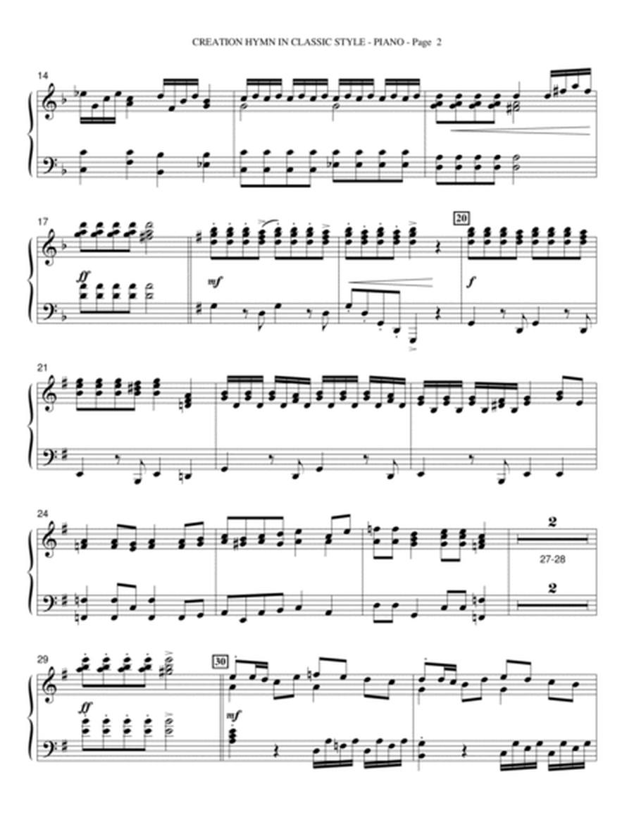 Creation Hymn In Classic Style - Piano