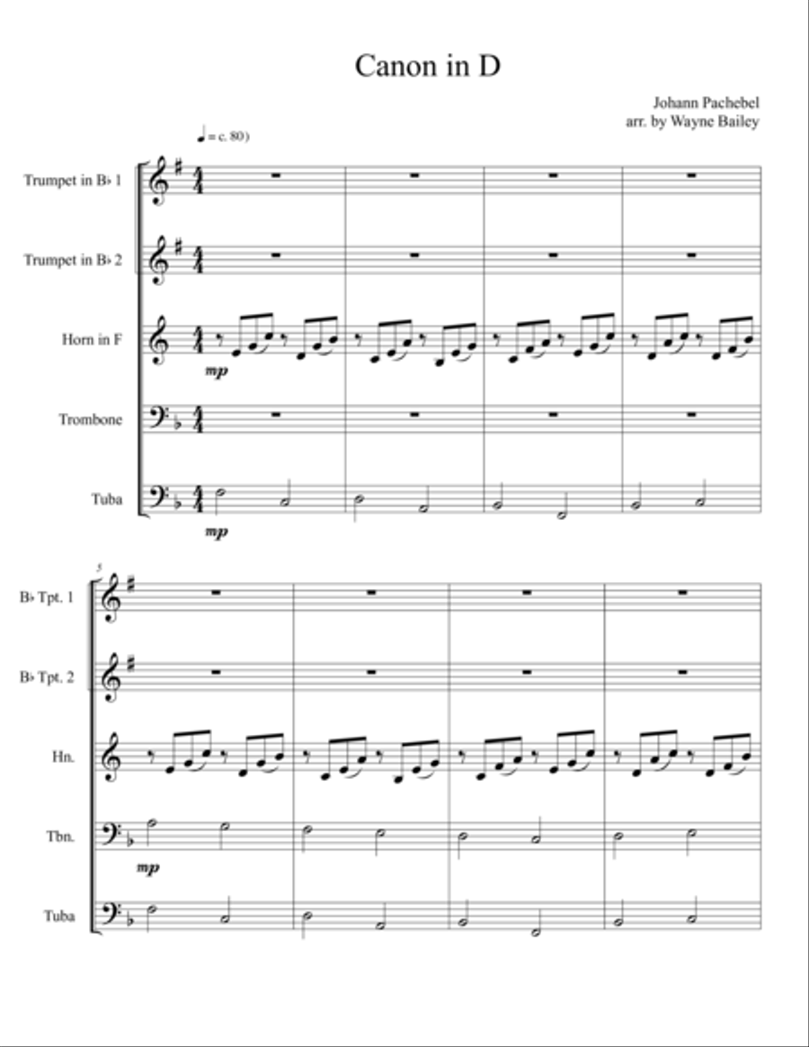 Canon in D Brass Ensemble scores gallery preview page 1