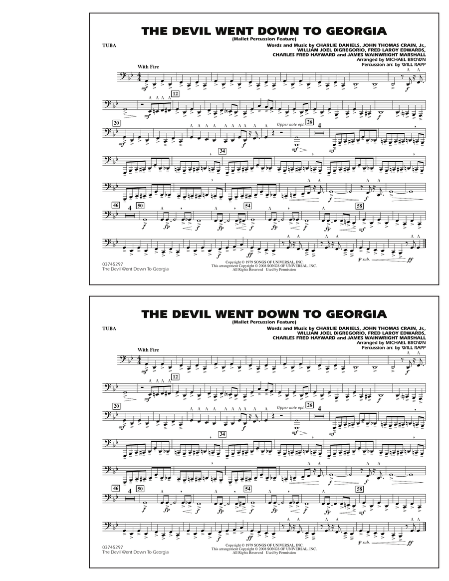 The Devil Went Down to Georgia - Tuba Marching Band scores gallery preview page 1