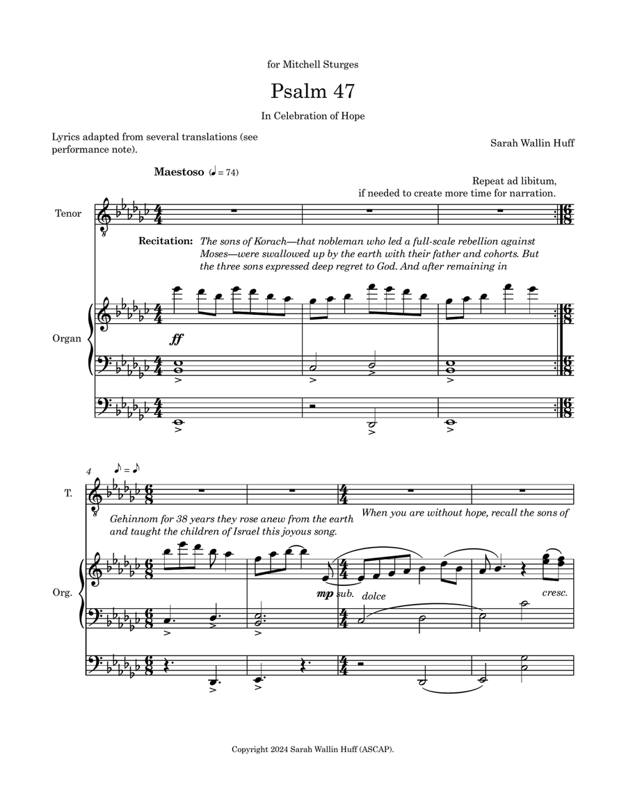 Psalm 47 (In Celebration of Hope) - tenor + organ Organ Solo scores gallery preview page 5