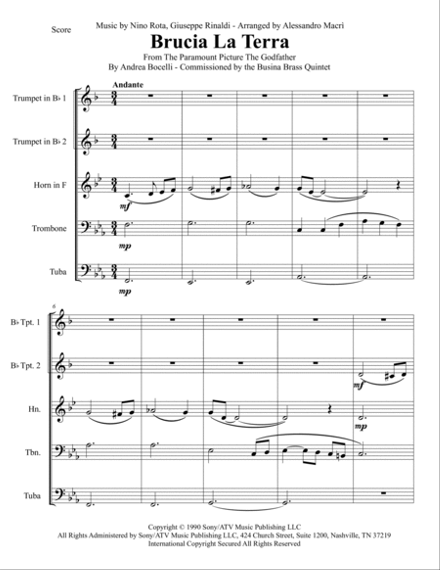 Brucia La Terra Brass Quintet scores gallery preview page 2