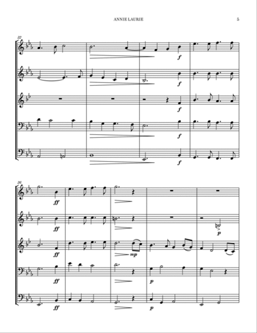 Annie Laurie Brass Quintet scores gallery preview page 5