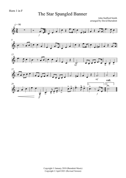 The Star Spangled Banner for Horn Quartet image number null
