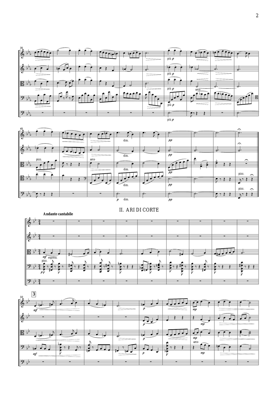 Respighi Ancient Airs and Dances Suite No.3, for string orchestra, SR010 String Quartet scores gallery preview page 2