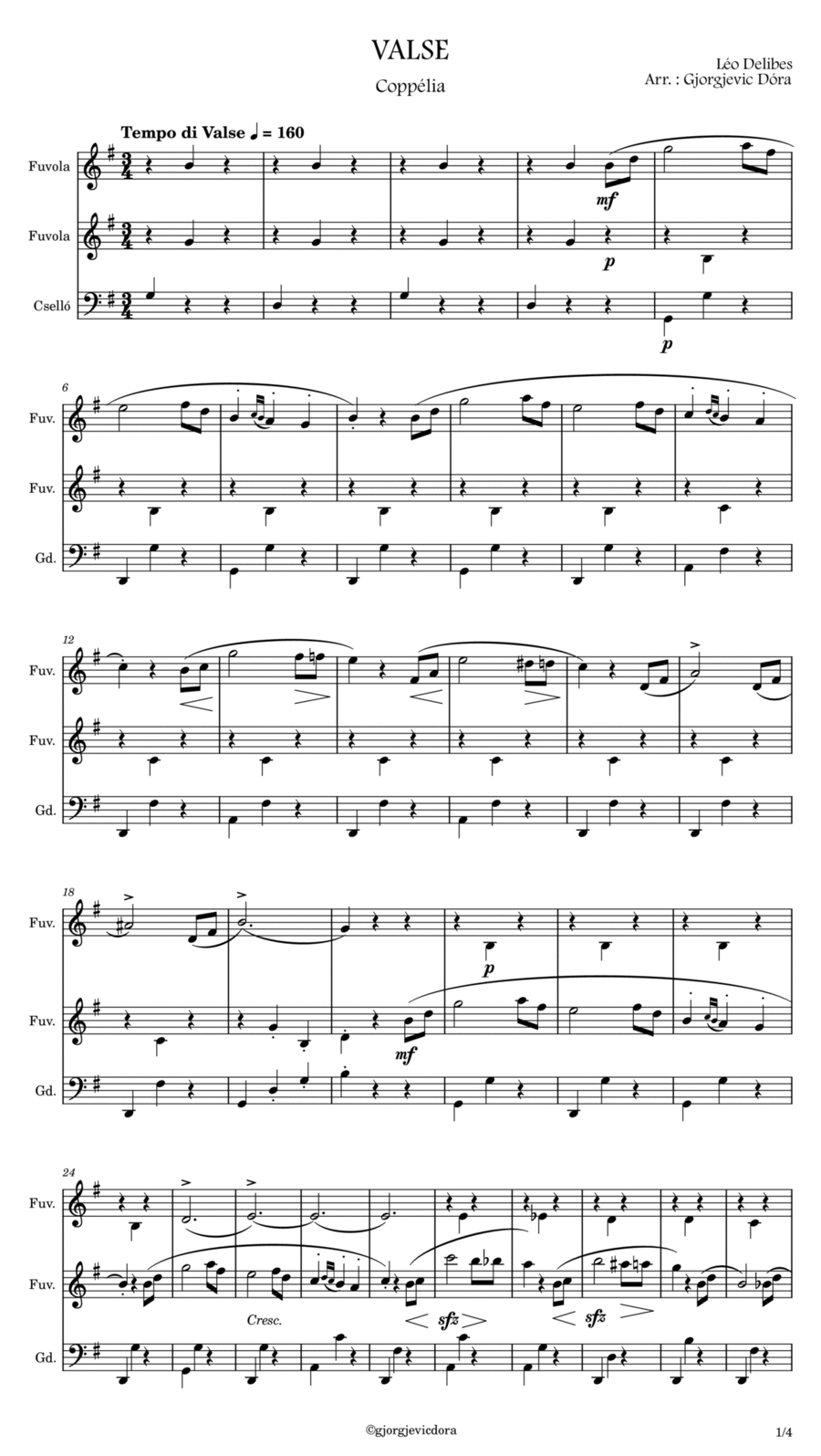 Valse from Coppelia Valse from Coppelia School and Community scores gallery preview page 1