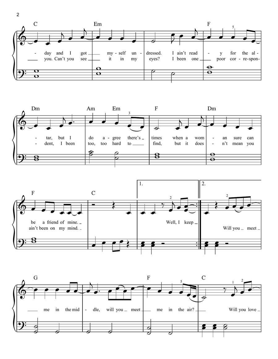 Sister Golden Hair Easy Piano scores gallery preview page 2