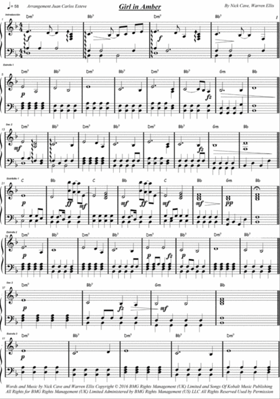 Girl In Amber Girl In Amber Piano Solo scores gallery preview page 2