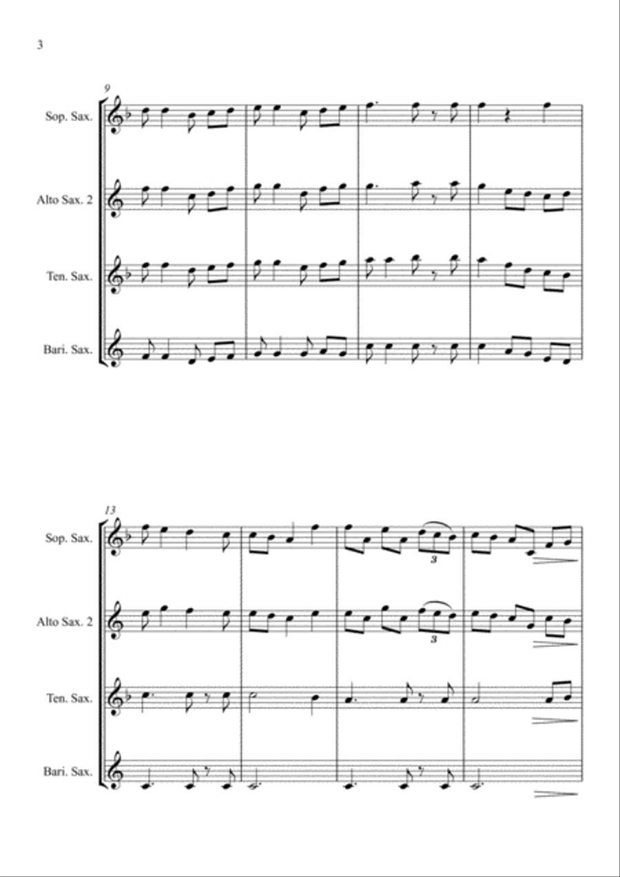 Joy to the World - Jazz Carol for Saxophone Quartet Saxophone Quartet scores gallery preview page 4