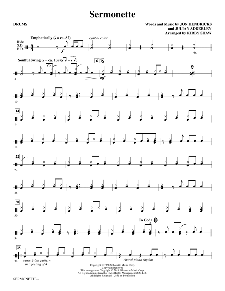 Sermonette - Drums Choir scores gallery preview page 1