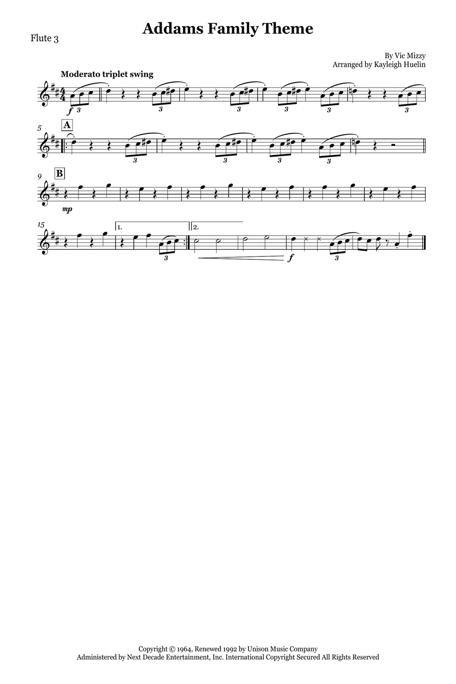 Addams Family Theme Addams Family Theme Flute Quartet scores gallery preview page 5