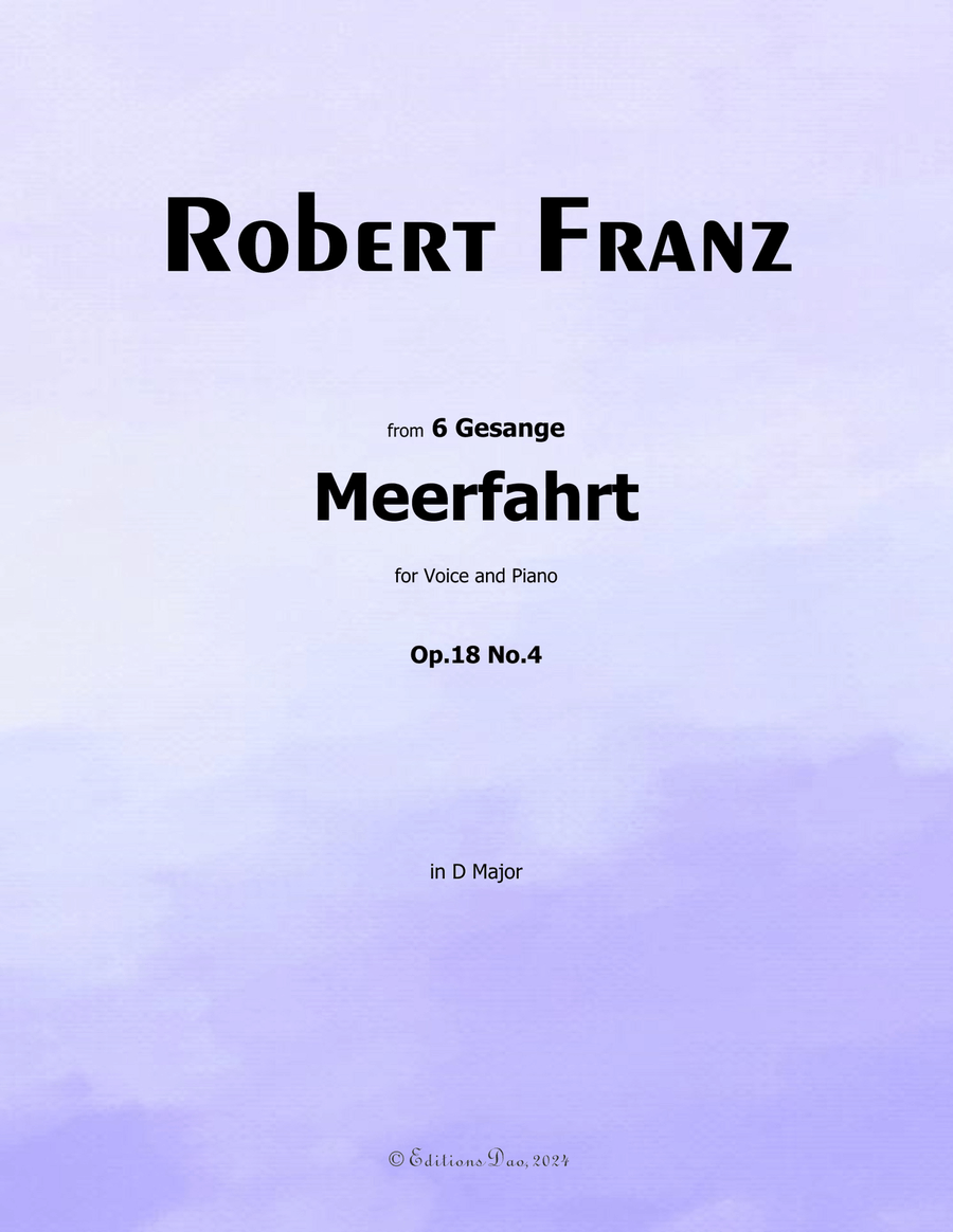 Meerfahrt, by Robert Franz, in D Major Voice scores gallery preview page 1