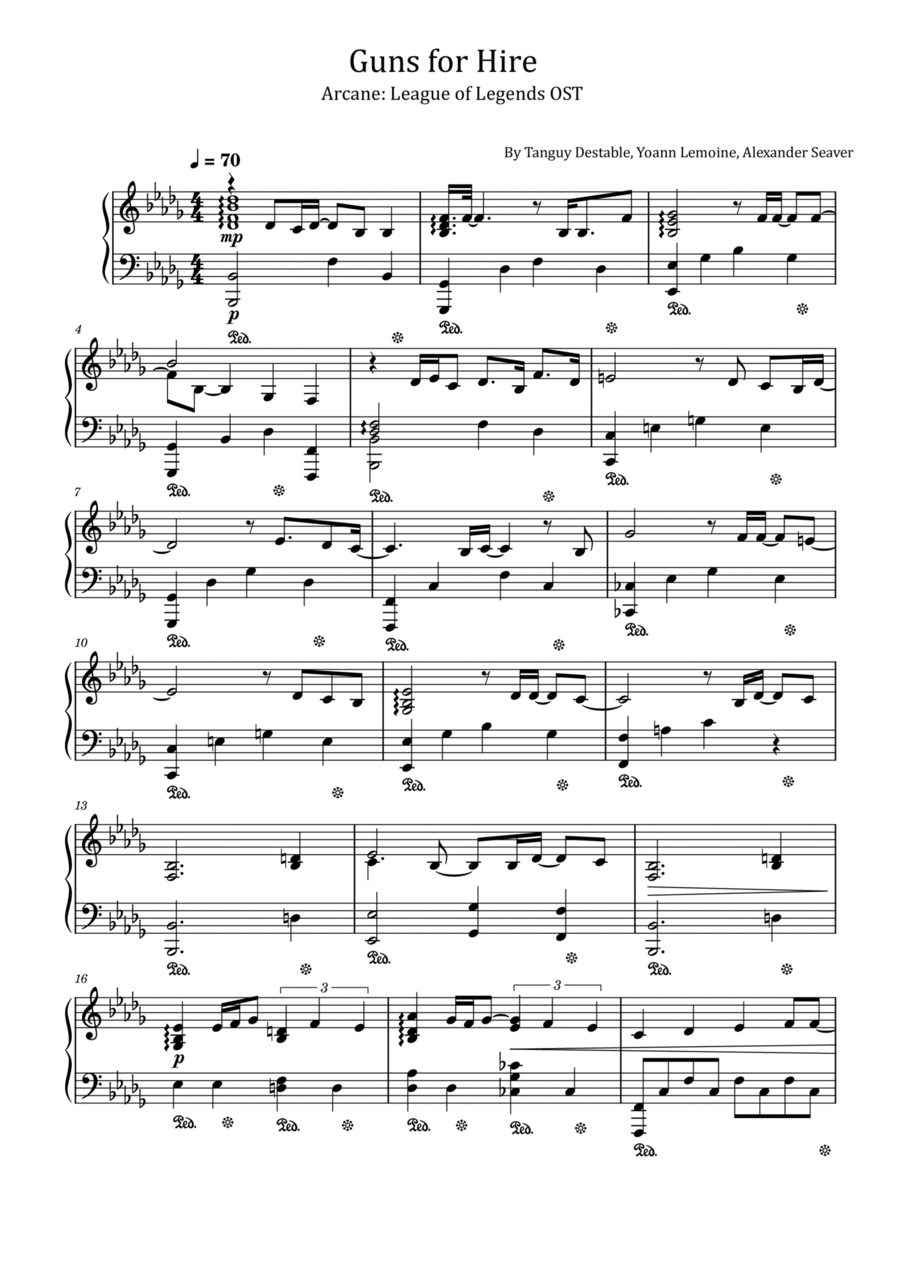 Guns For Hire (end Credits Version) Piano Solo scores gallery preview page 1