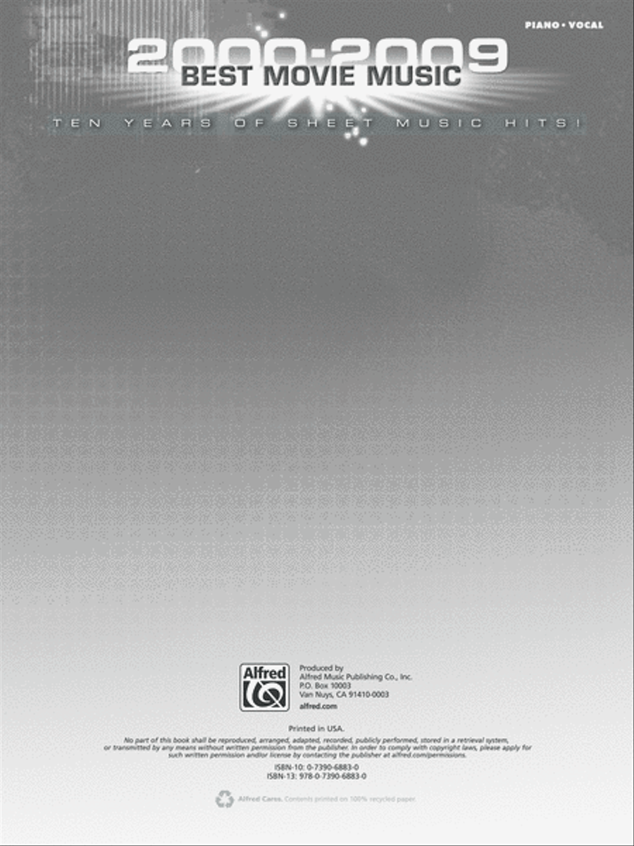 2000-2009 Best Movie Music Piano, Vocal, Guitar scores gallery preview page 2