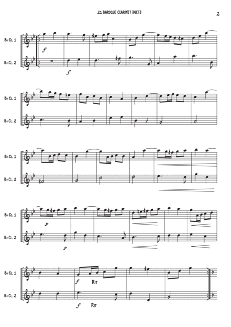 21 Baroque duets for 2 Clarinets Clarinet Duet scores gallery preview page 4