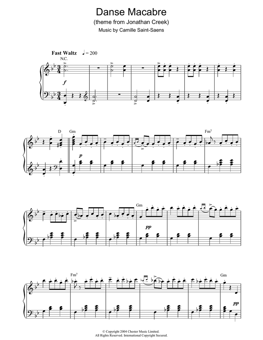 Danse Macabre Piano Solo scores gallery preview page 1