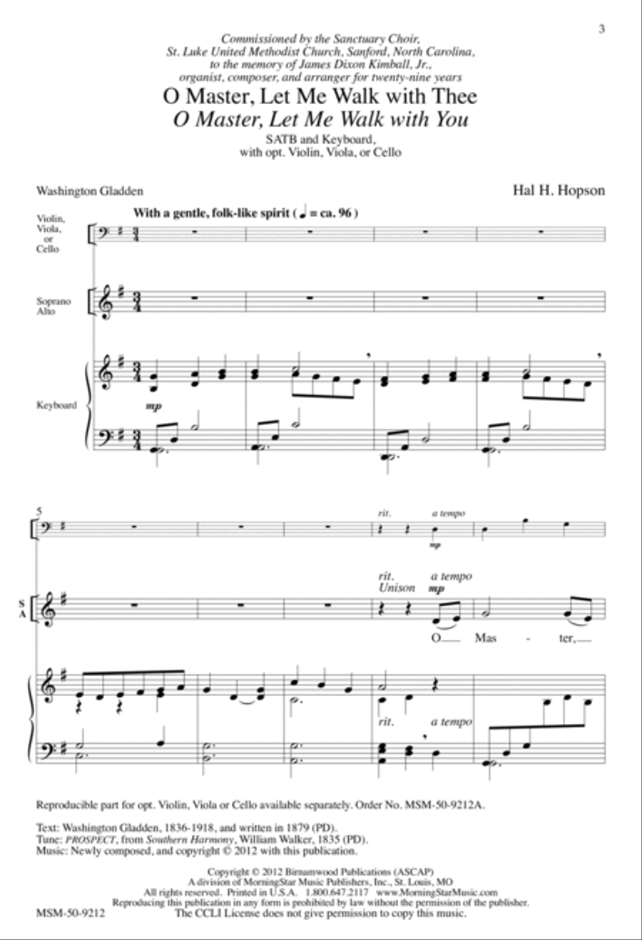 O Master, Let Me Walk with Thee O Master, Let me Walk with You 4-Part scores gallery preview page 2