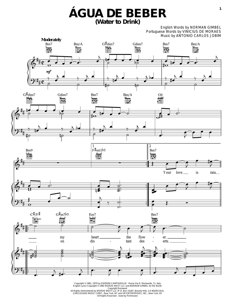 Agua De Beber (Water To Drink) Guitar scores gallery preview page 1