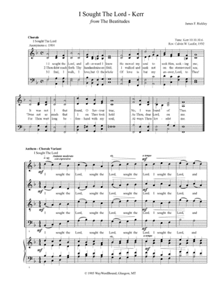 I Sought The Lord (Kerr) - Anthem - Chorale Variant
