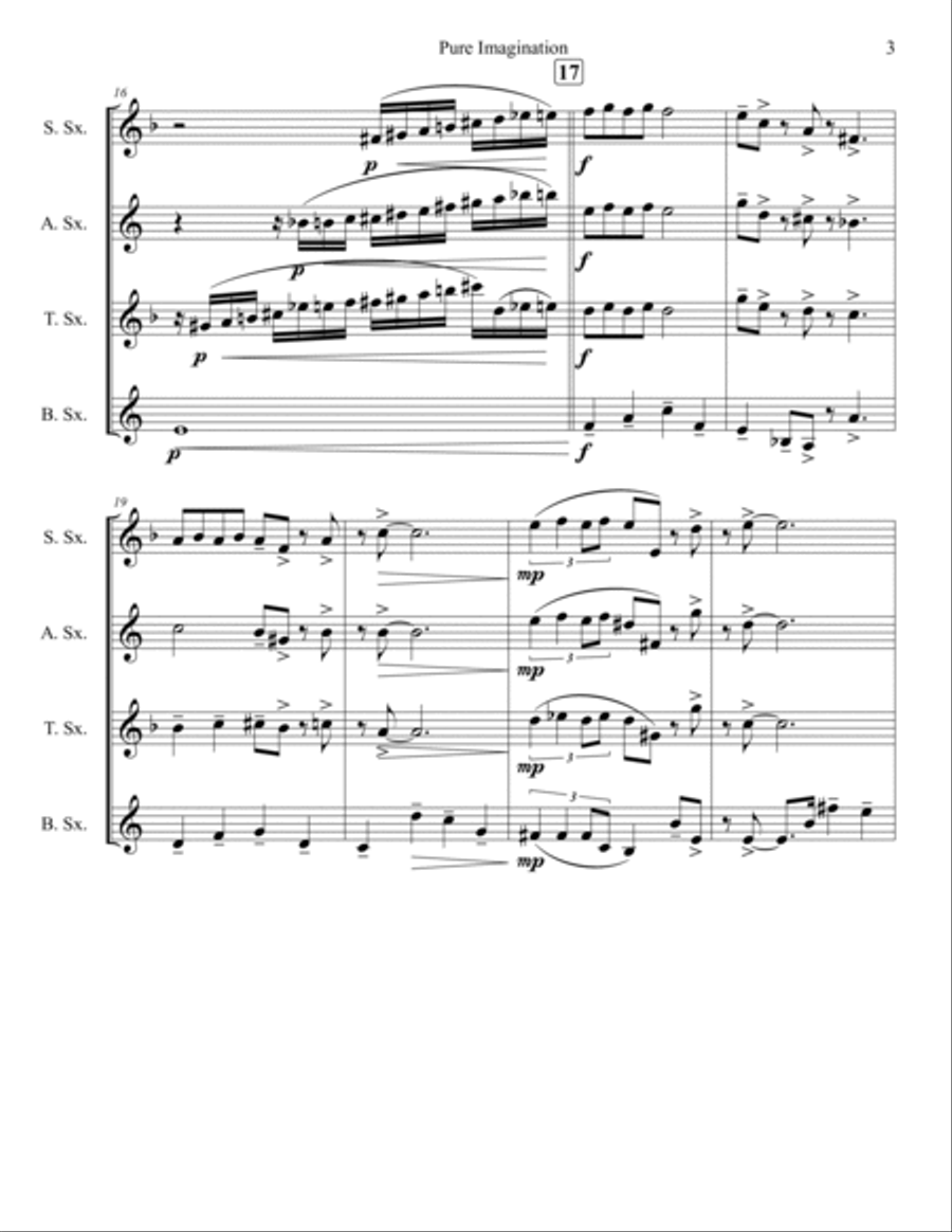 Pure Imagination Saxophone Quartet scores gallery preview page 3