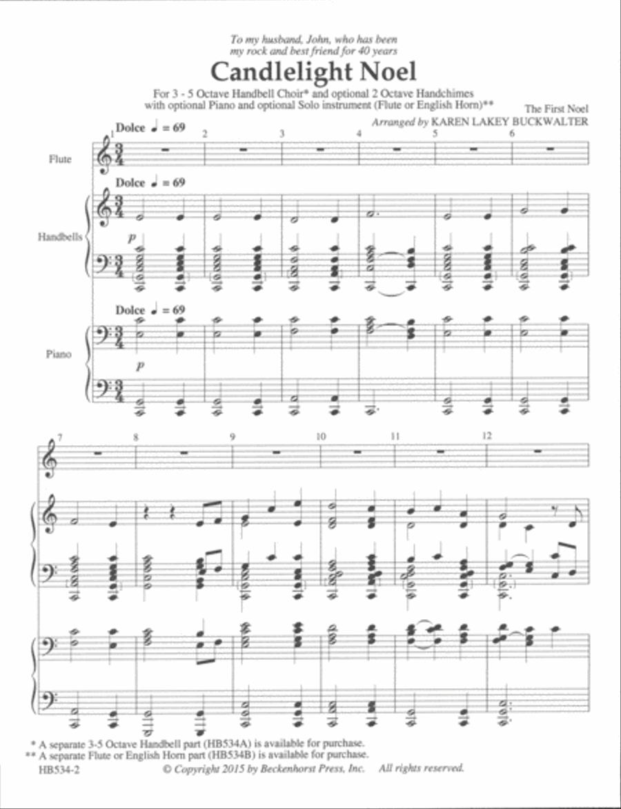 Candlelight Noel - full score Handbell Choir scores gallery preview page 2