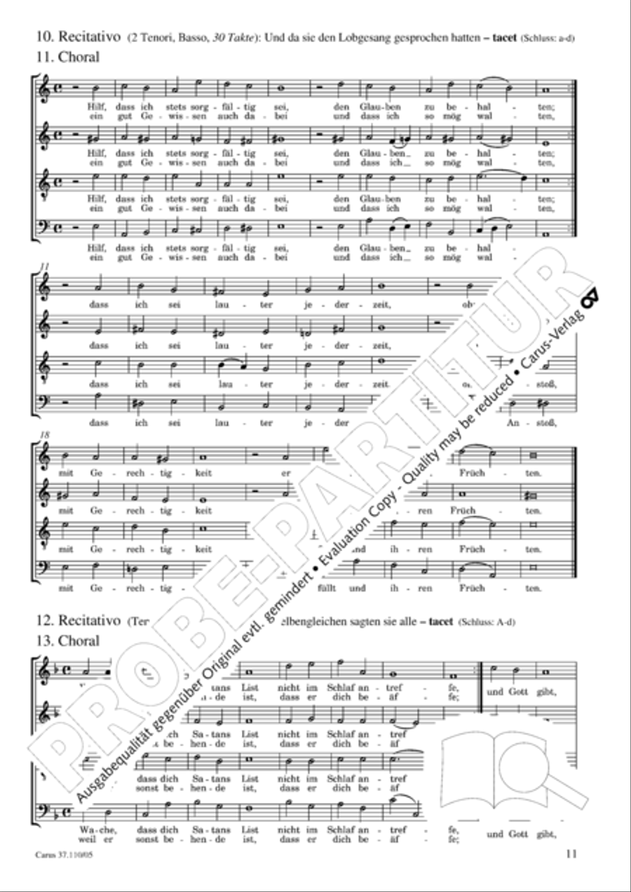 Markuspassion. Werkausgabe Reihe 1, Bd. 7 (Homilius) 4-Part scores gallery preview page 12