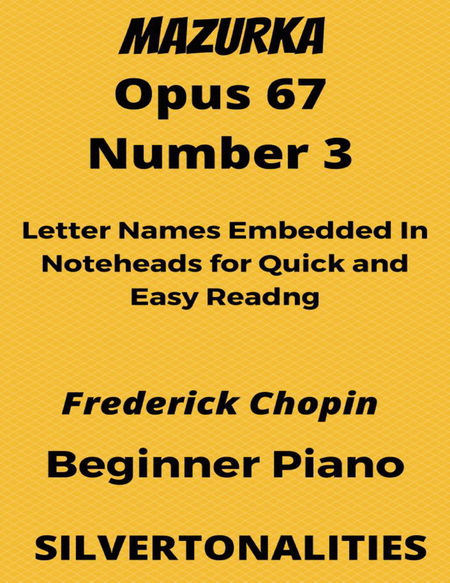Mazurka In C Major Opus 7 Number 3 Beginner Piano Sheet Music