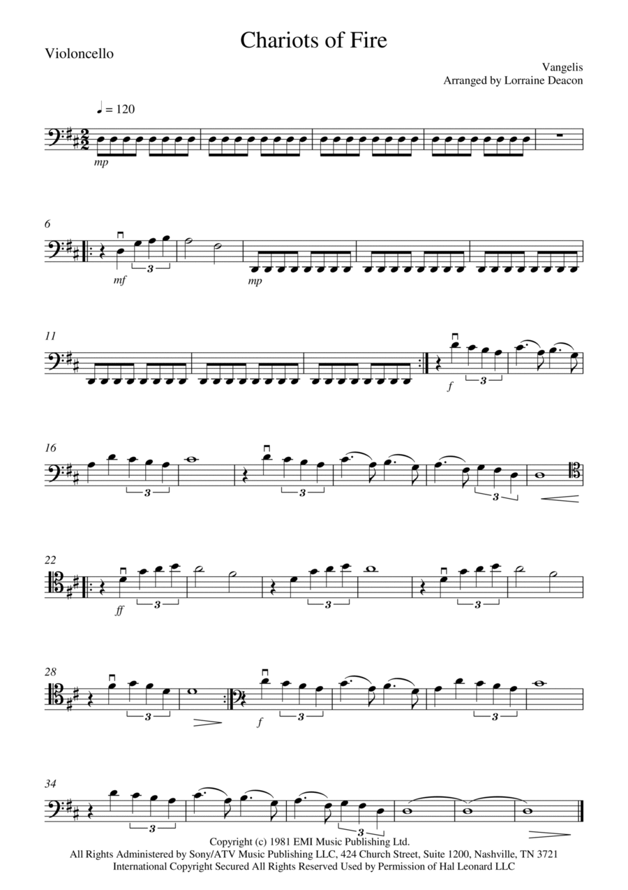 Chariots Of Fire from the Feature Film CHARIOTS OF FIRE String Quartet scores gallery preview page 1