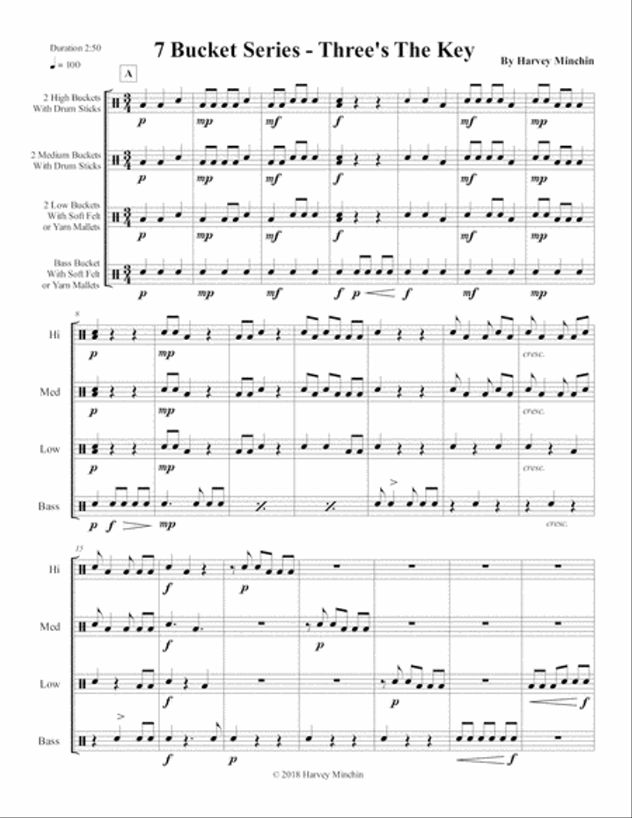 7 Bucket Series - Three's The Key Percussion Ensemble scores gallery preview page 3