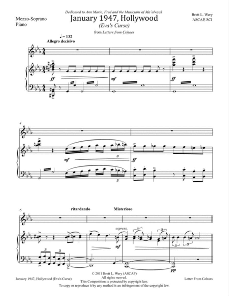 January 1947, Hollywood (Eva's Curse) Medium Voice scores gallery preview page 3