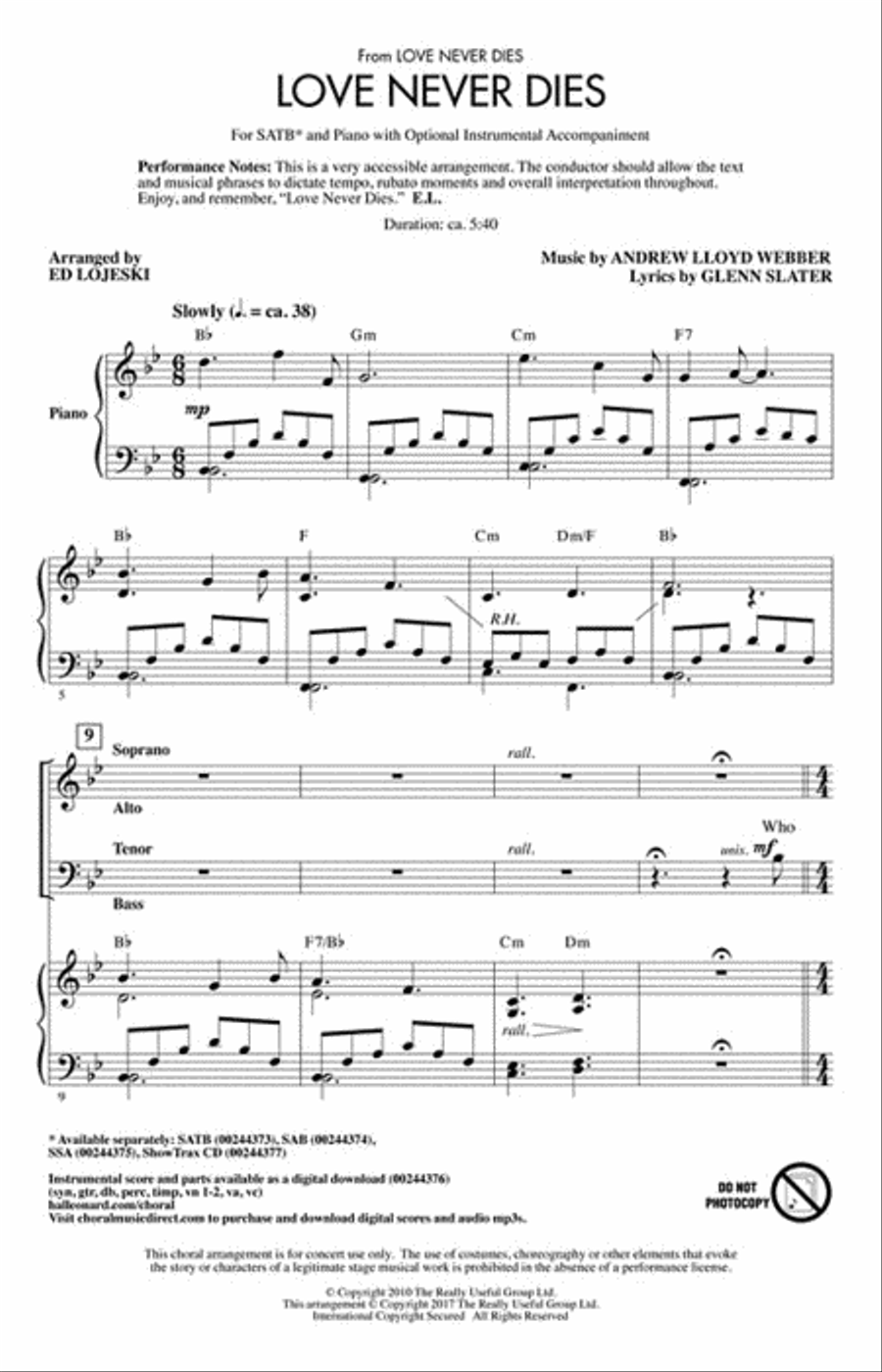 Love Never Dies Love Never Dies Choir scores gallery preview page 2