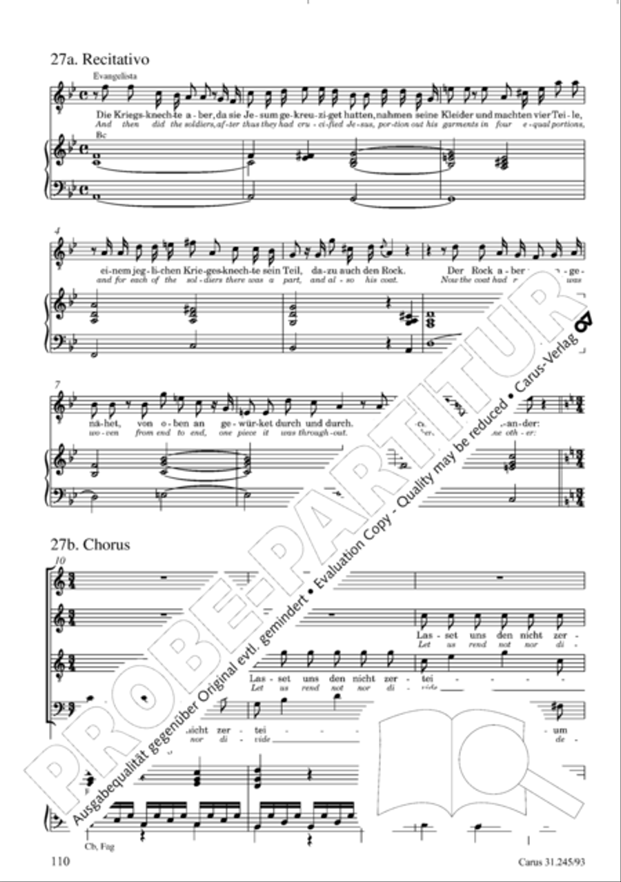 St. John Passion (Johannes-Passion) 4-Part scores gallery preview page 111