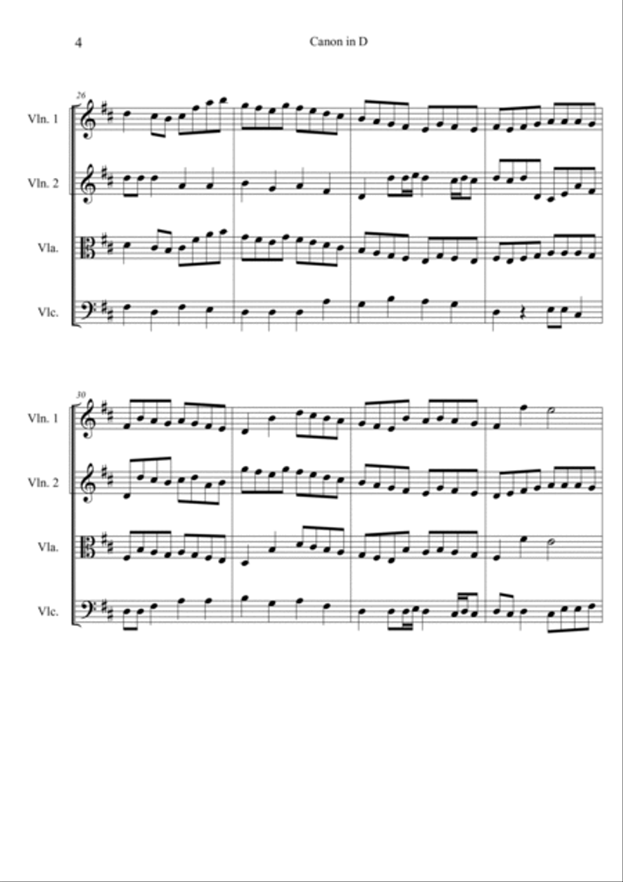 Pachelbel's Canon in D - Score and Parts String Quartet scores gallery preview page 6