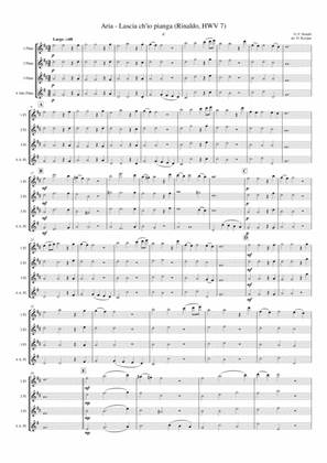 Book cover for Aria - Lascia ch'io pianga (flute quartet)