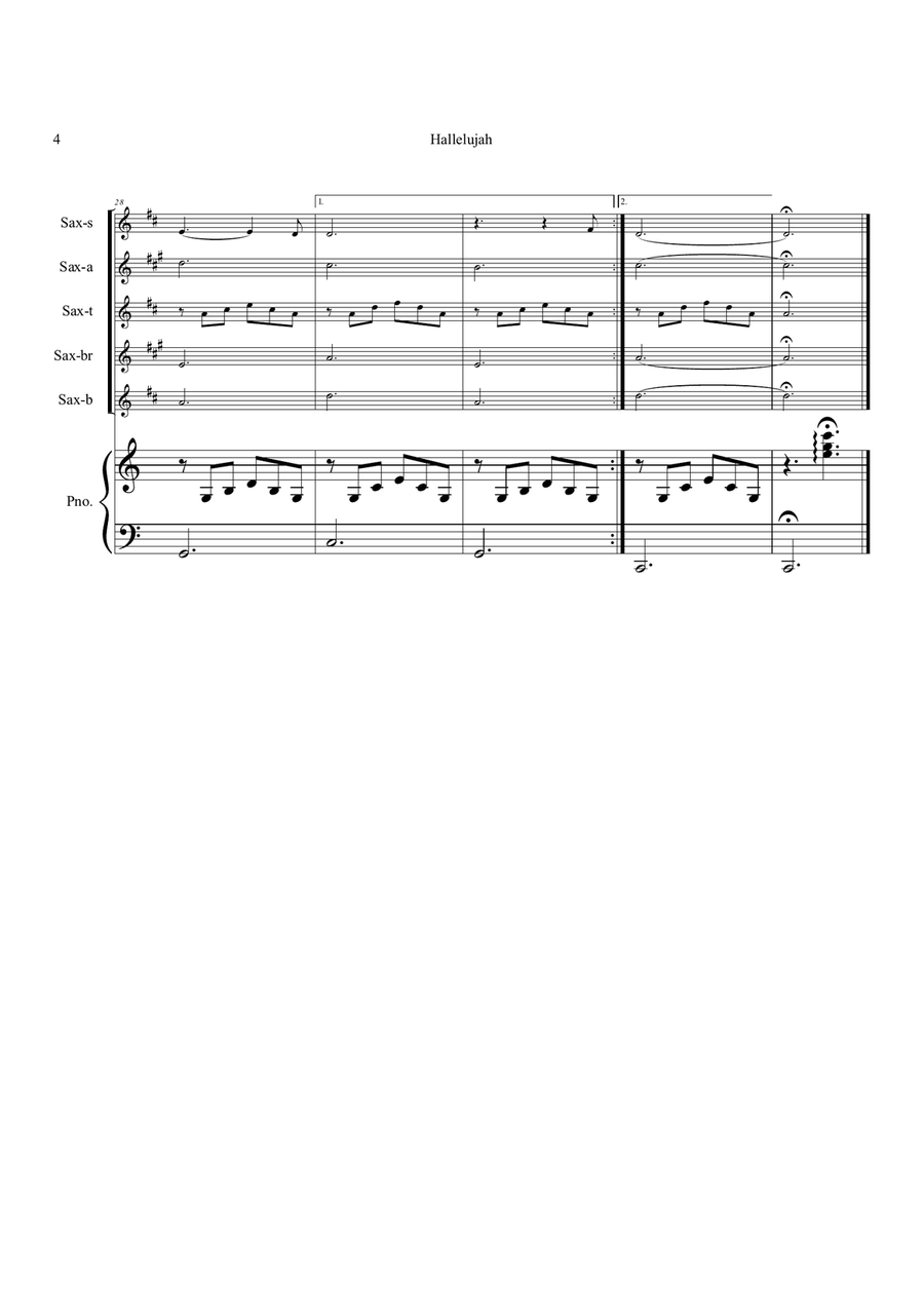 Hallelujah Saxophone Quintet scores gallery preview page 4