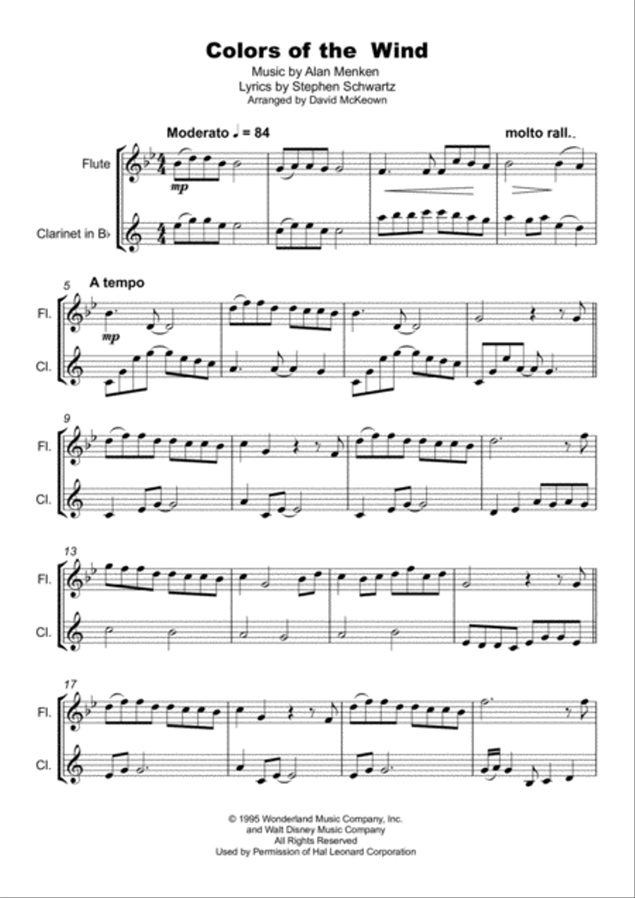 Colors Of The Wind Woodwind Duet scores gallery preview page 2