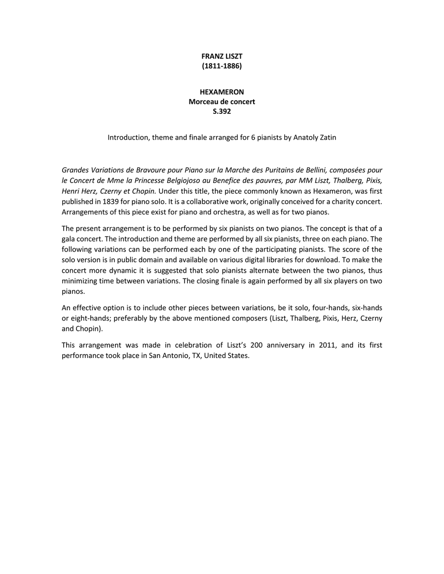 Hexameron for 6 pianists Small Ensemble scores gallery preview page 2