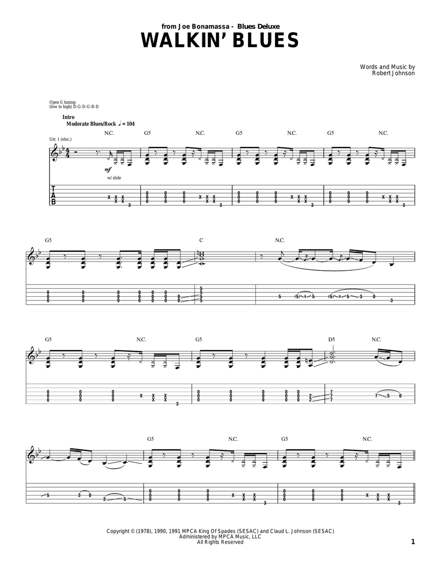Walkin' Blues Acoustic Guitar scores gallery preview page 1