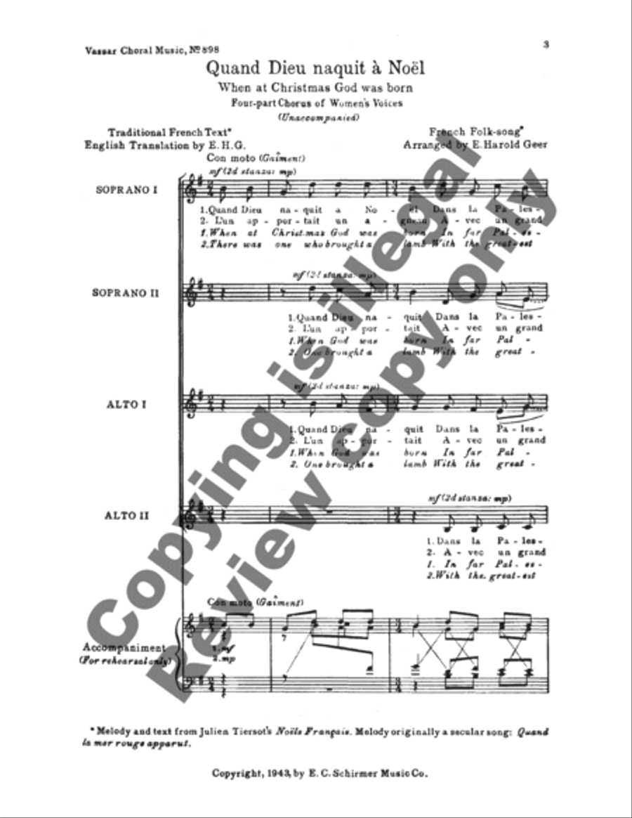 When at Christmas (Quand Dieu naquit a Noel) SSAA scores gallery preview page 3