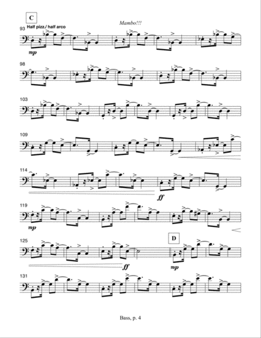 Mambo!!! Double bass part Full Orchestra scores gallery preview page 3