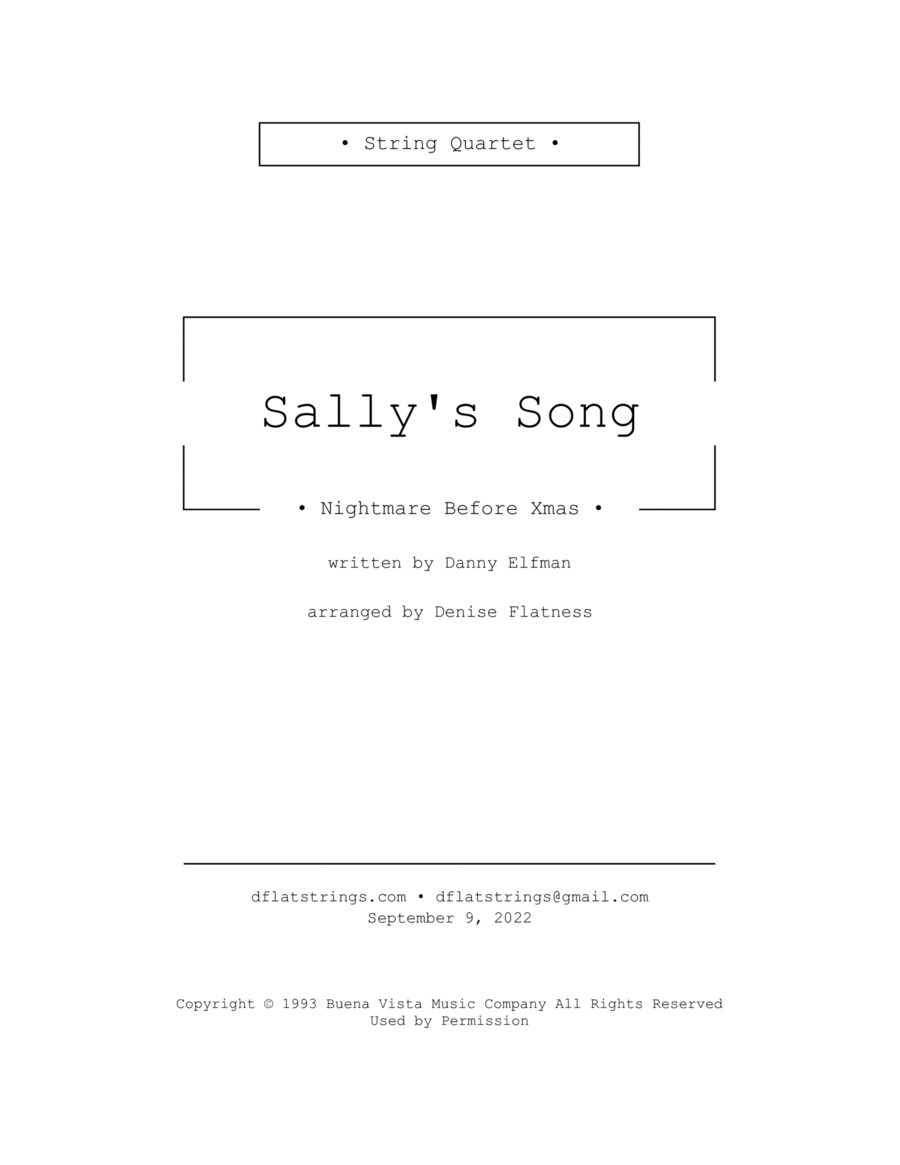 Sally's Song String Quartet scores gallery preview page 1