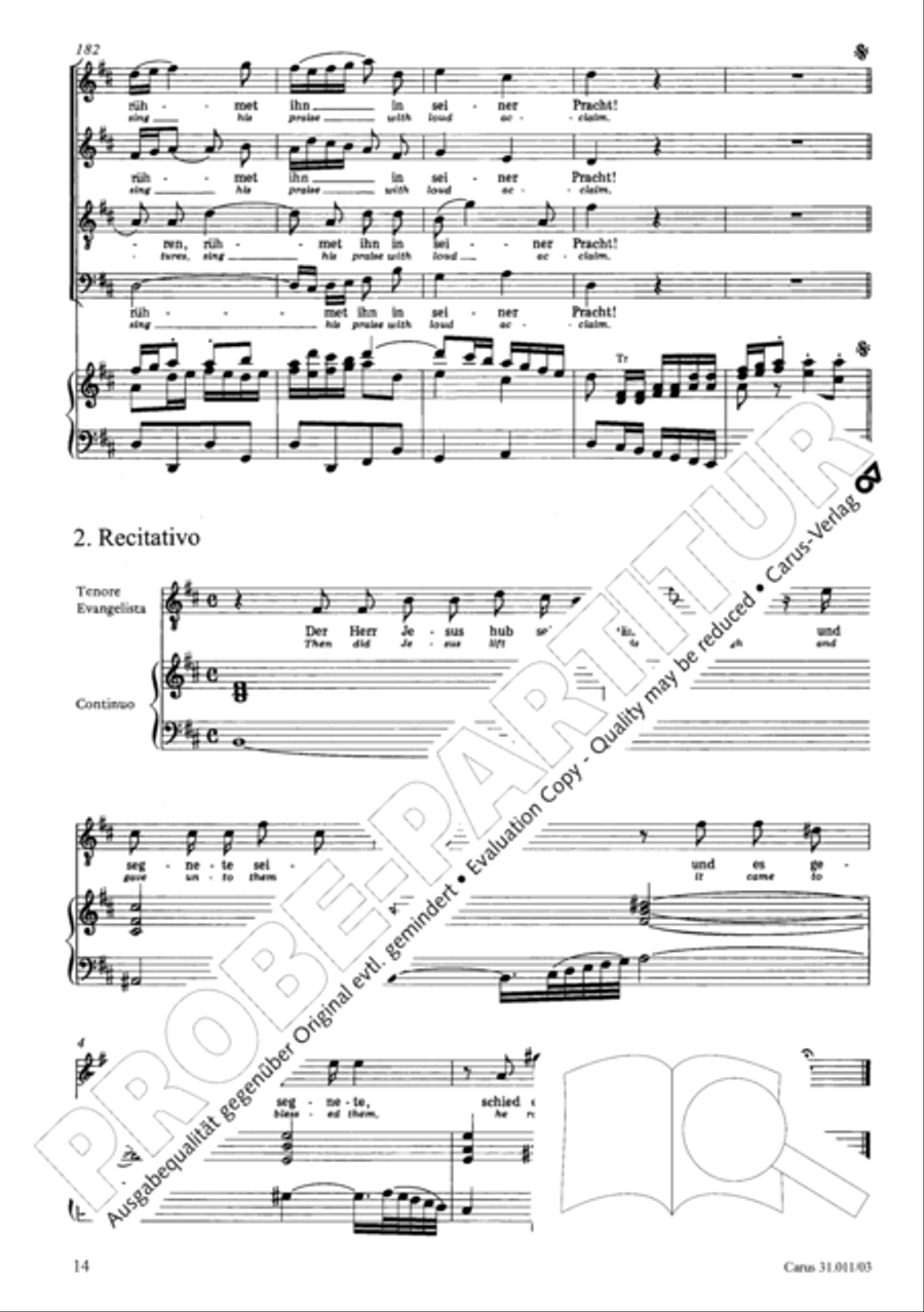 Lobet Gott in seinen Reichen (Himmelfahrtsoratorium) 4-Part scores gallery preview page 15