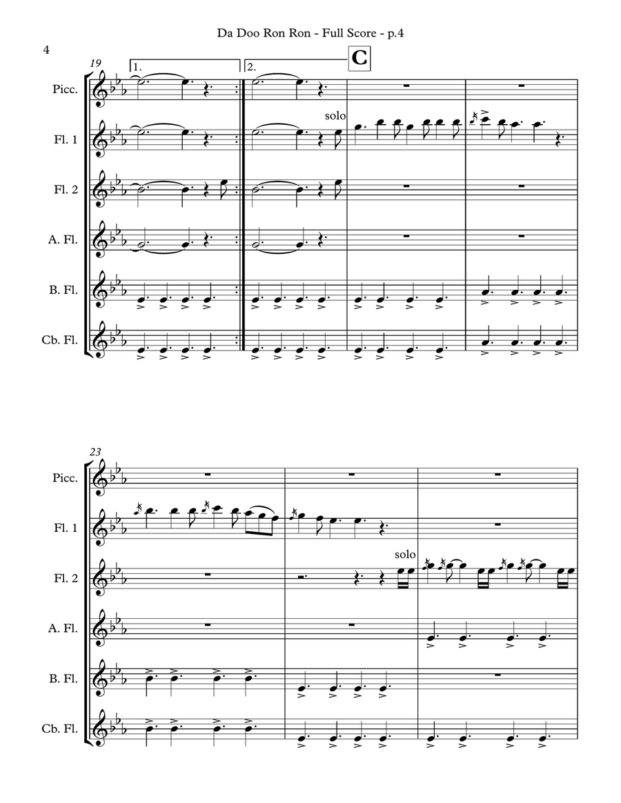 Da Doo Ron Ron (when He Walked Me Home) Flute Choir scores gallery preview page 6