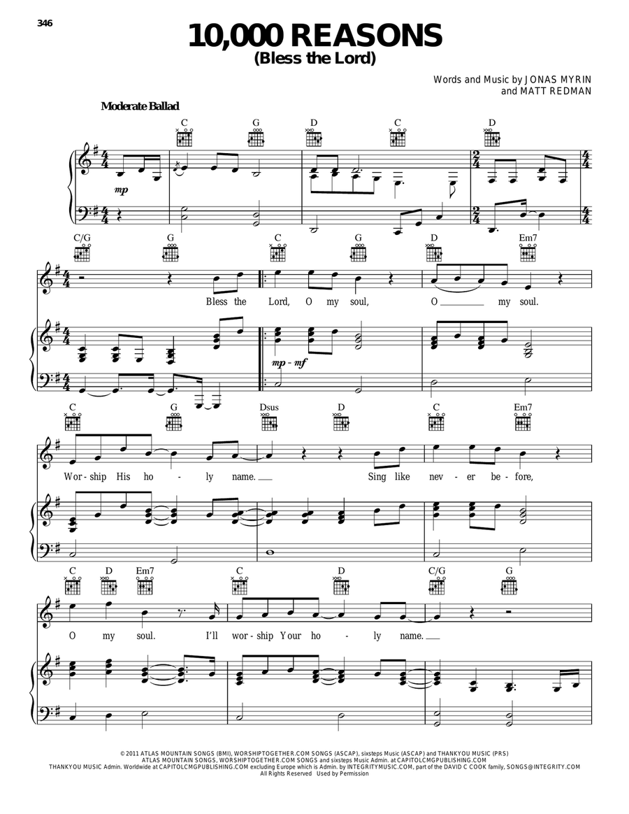 10,000 Reasons (Bless The Lord) Guitar scores gallery preview page 1