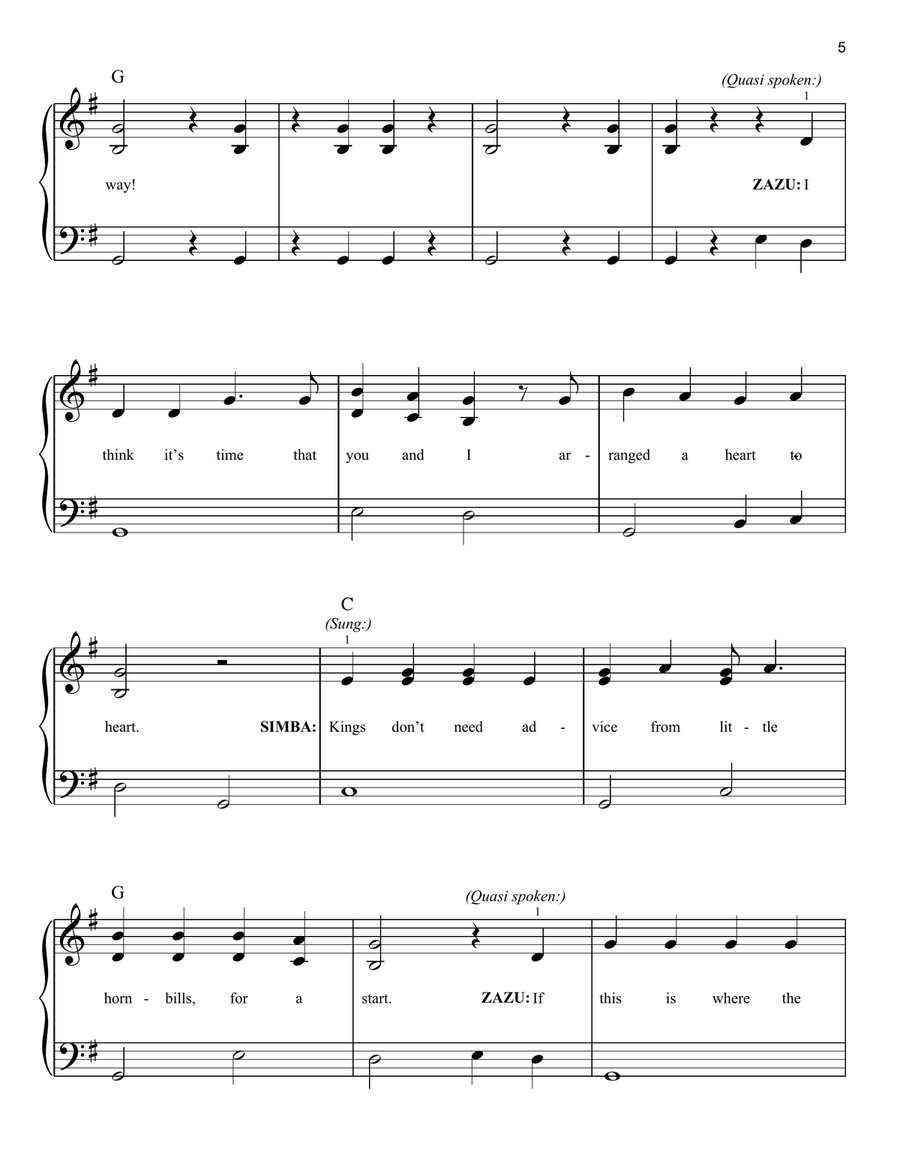 I Just Can't Wait To Be King (from The Lion King) Easy Piano scores gallery preview page 5