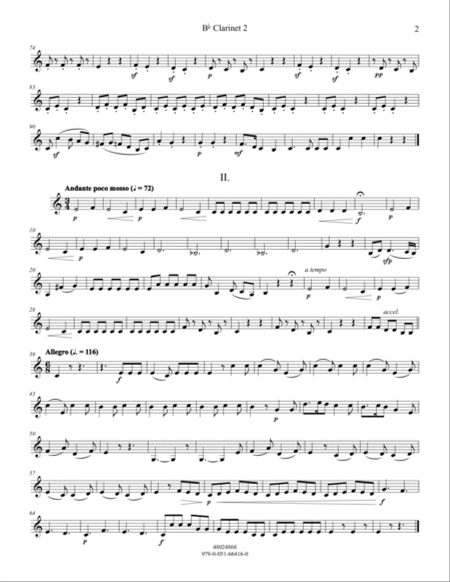 Divertimento No. 4 (ed. Patricia Cornett) - Bb Clarinet 2 Concert Band scores gallery preview page 2